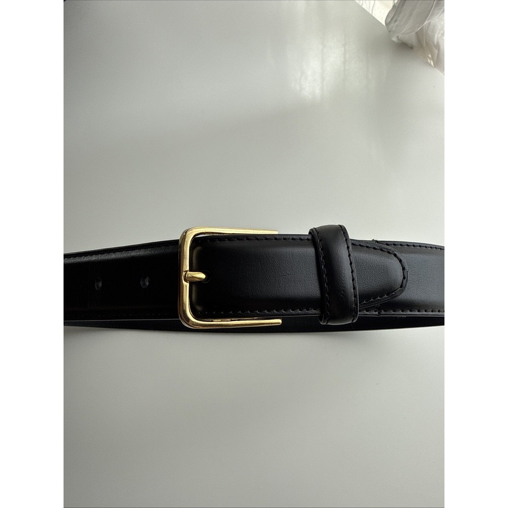 Thomas Bates Black Leather Belt 30 Made In USA